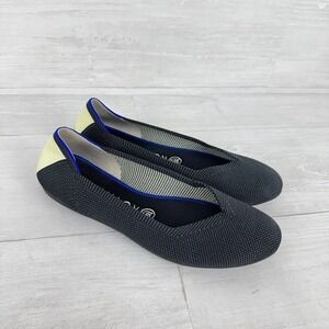Rothy’s Ballet Flats Shoes Size 7.5 Citron Ribbon Stripe Gray Yellow Retired